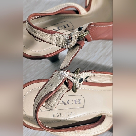 Coach Leather Slingback Peek Toe Pump Brown Size 5.5 - Picture 5 of 5